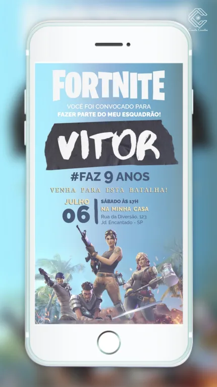 Convite Digital Fortnite