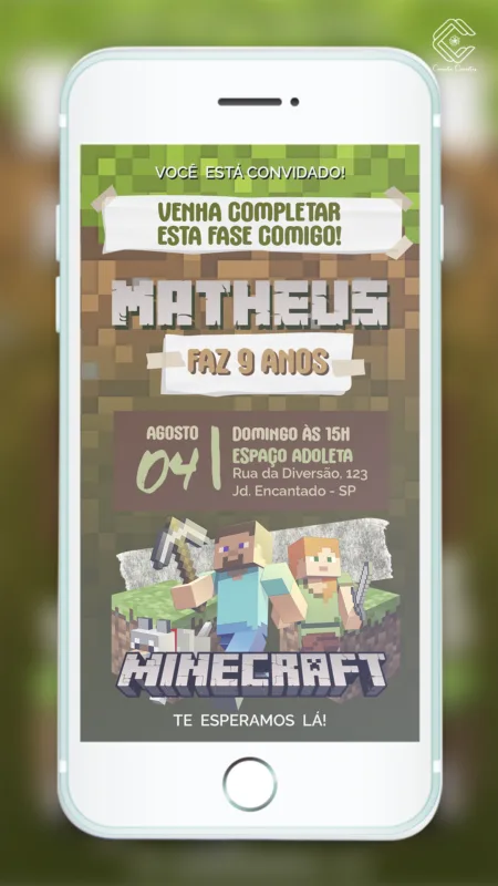 Convite Digital Minecraft