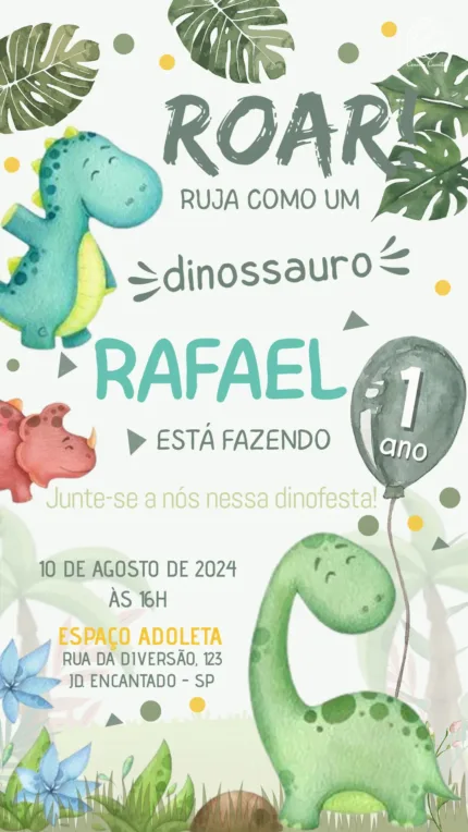 Convite Digital Dinossauro