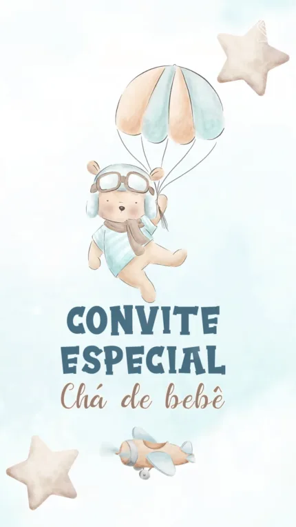Convite Animado Ursinho Aviador