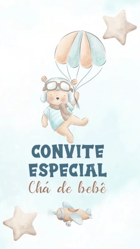 Convite Animado Ursinho Aviador