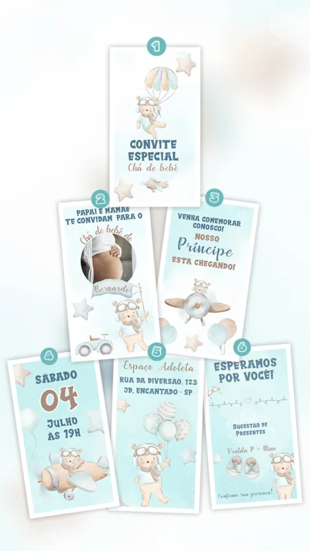 Convite Animado Ursinho Aviador