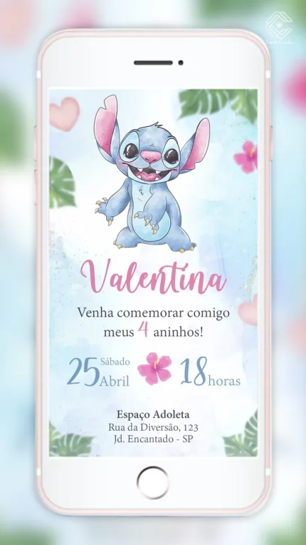 Convite Digital Lilo & Stitch