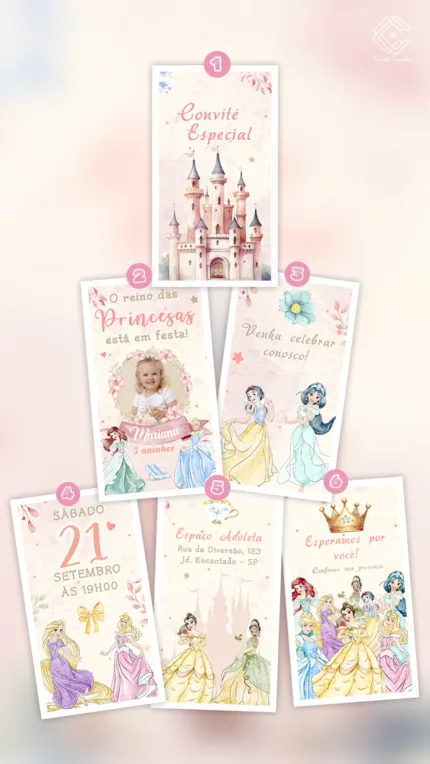 Convite Animado Princesas Disney