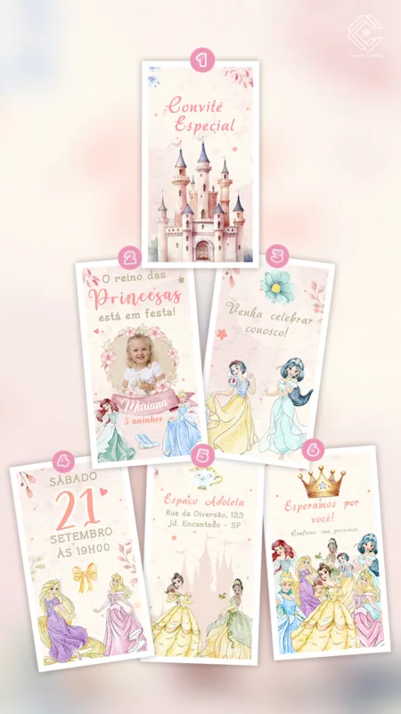 Convite Animado Princesas Disney