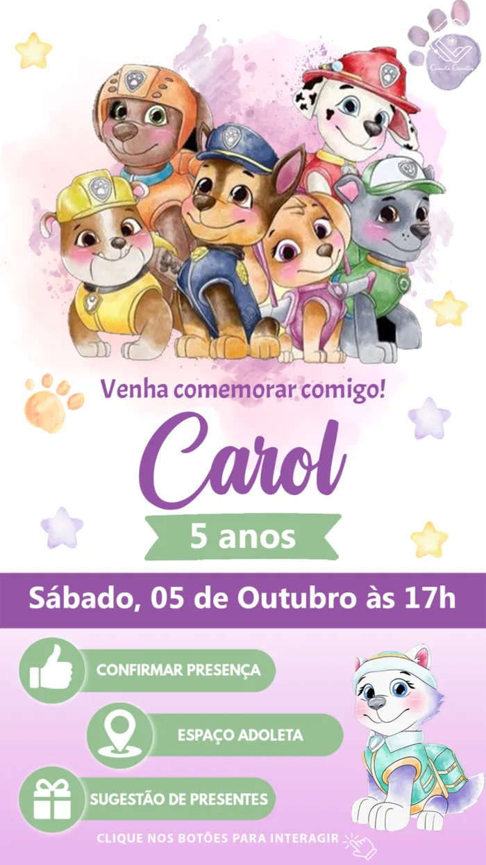 Convite Interativo Patrulha Canina