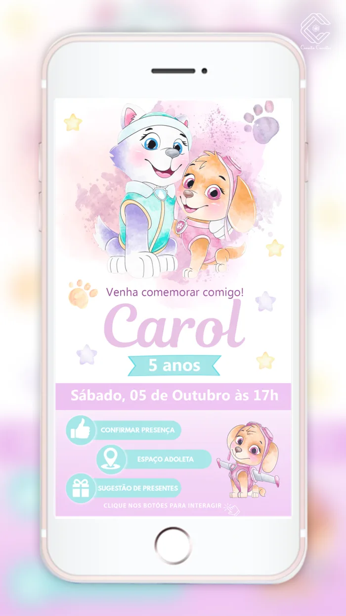Convite Interativo Patrulha Canina Menina