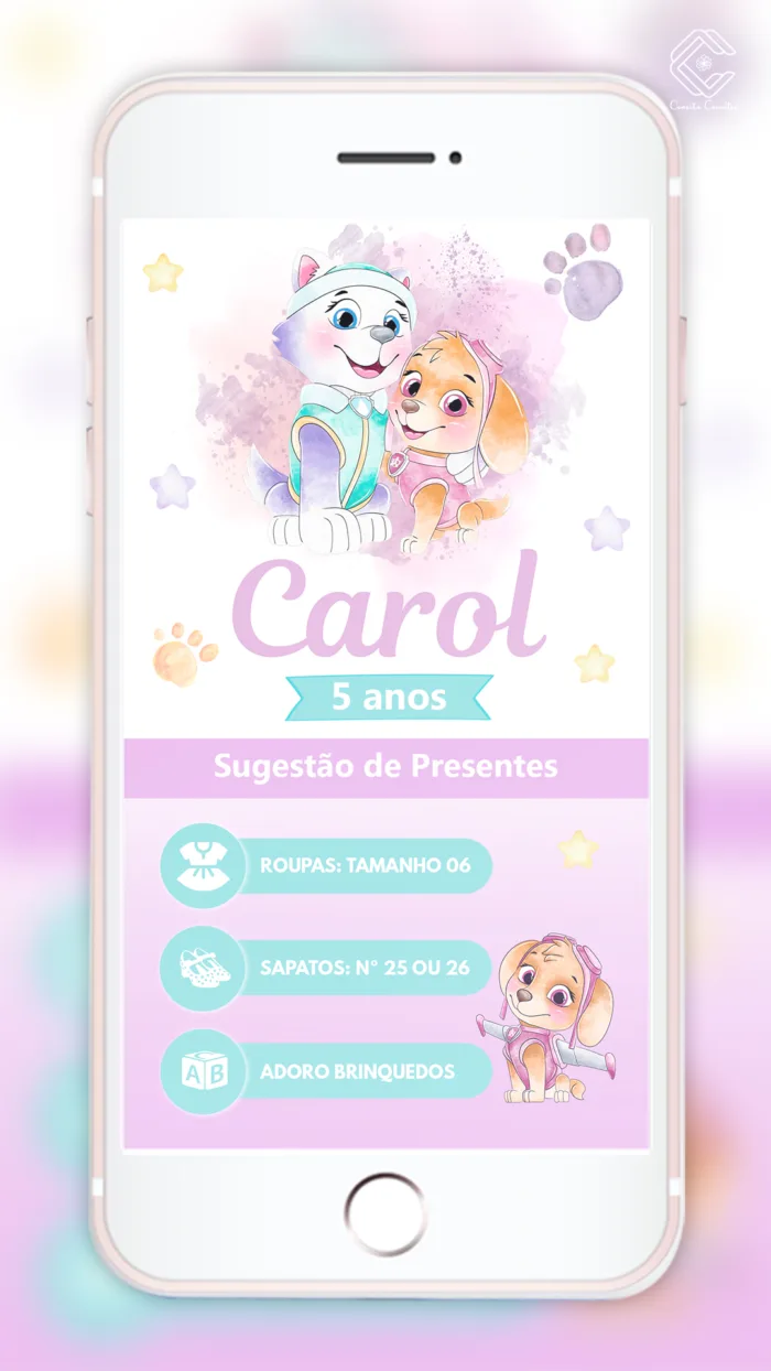 Convite Interativo Patrulha Canina Menina