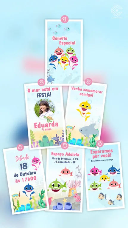 Convite Animado Baby Shark