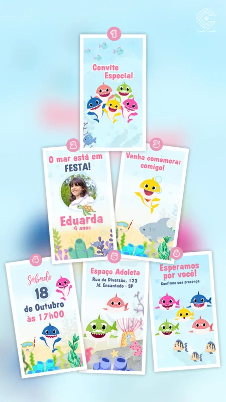 Convite Animado Baby Shark