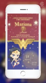 Convite Digital Mulher Maravilha Cute