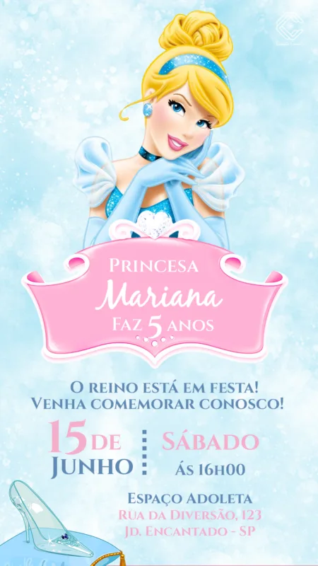 Convite Digital Cinderela