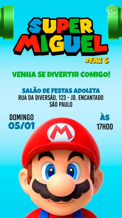 Convite Digital Super Mario