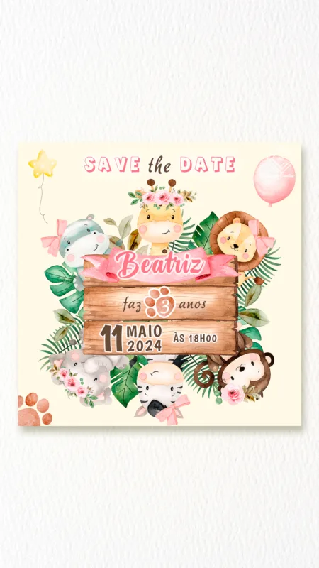 Save the Date Safari - Menina