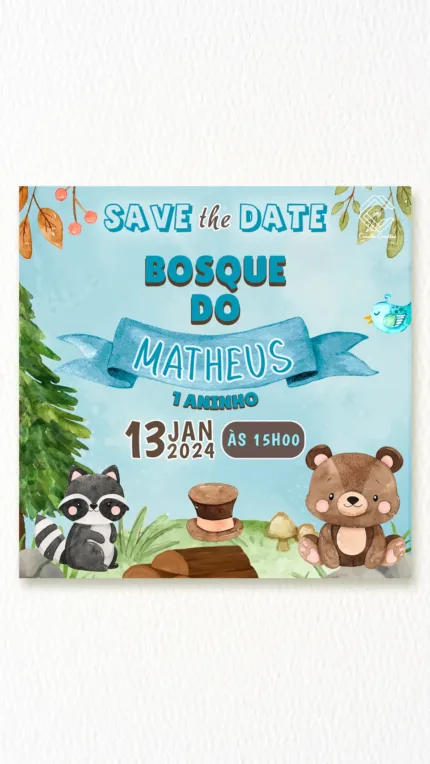 Save the Date Bosque Encantado Menino