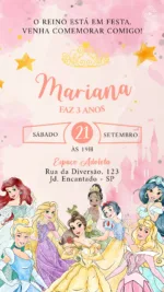 Convite Digital Princesas Disney