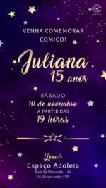 Convite Digital 15 anos Noite Estrelar