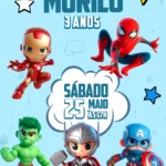 Convite Digital Vingadores Cute