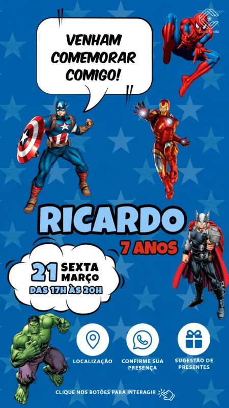 Convite Interativo Vingadores