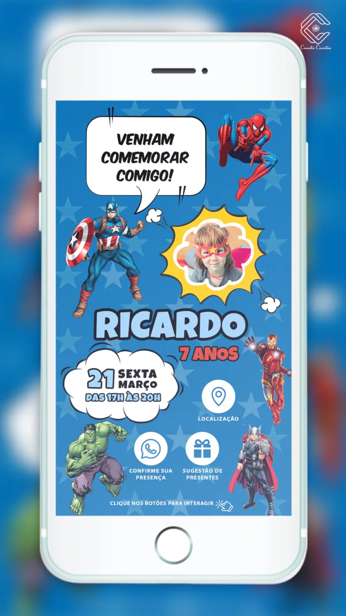 Convite Interativo Vingadores