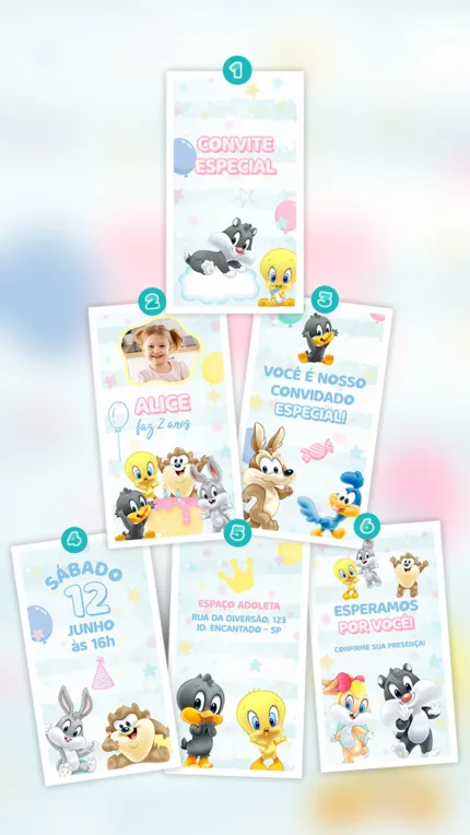 Convite Animado Baby Looney Tunes