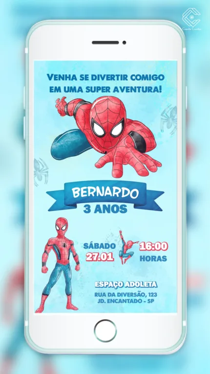 Convite Digital Homem Aranha Aquarela