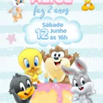 Convite Digital Baby Looney Tunes