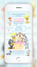 Convite Digital Baby Looney Tunes
