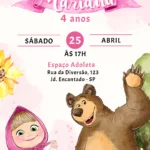 Convite Digital Masha e o Urso Aquarela
