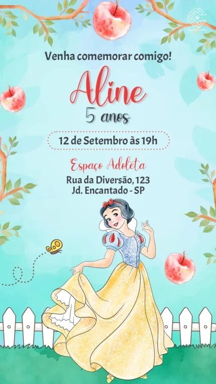Convite Digital Branca de Neve