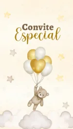 Convite Animado Chá Revelação Ursinho