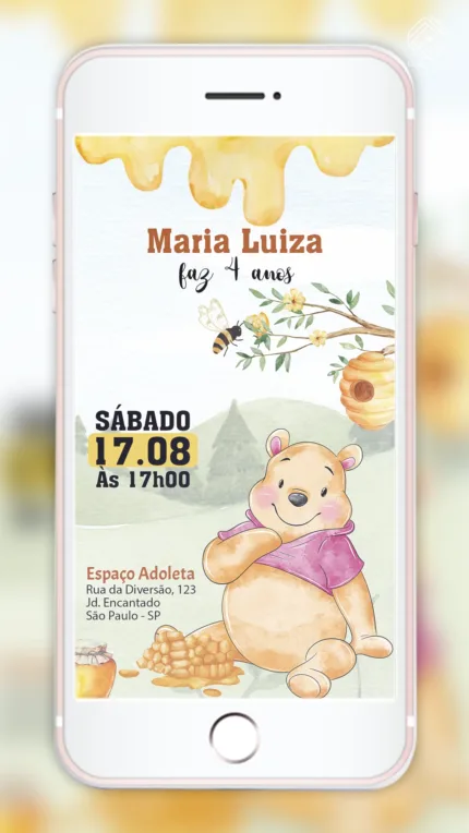 Convite Digital Ursinho Pooh