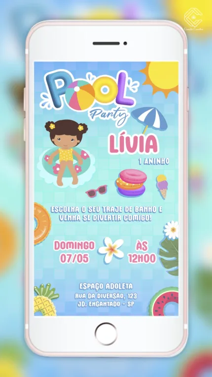 Convite Digital Pool Party
