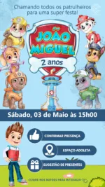 Convite Interativo Patrulha Canina Aquarela