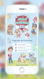 Convite Interativo Patrulha Canina Aquarela