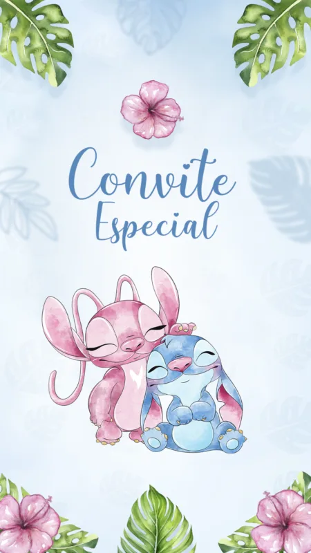 Convite Animado Lilo & Stitch e Angel