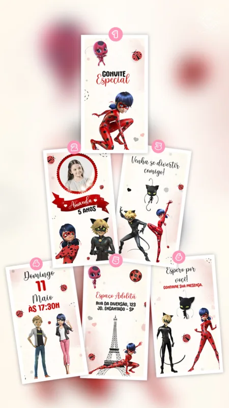 Convite Animado Miraculous Ladybug