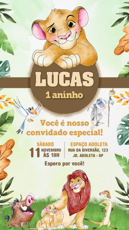 Convite Digital Rei Leão