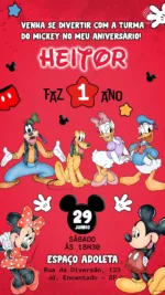 Convite Digital Mickey e sua Turma
