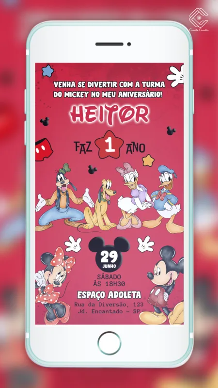 Convite Digital Mickey e sua Turma