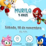Convite Interativo Sonic em Alta Velocidade