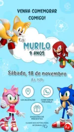 Convite Interativo Sonic em Alta Velocidade
