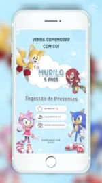 Convite Interativo Sonic em Alta Velocidade