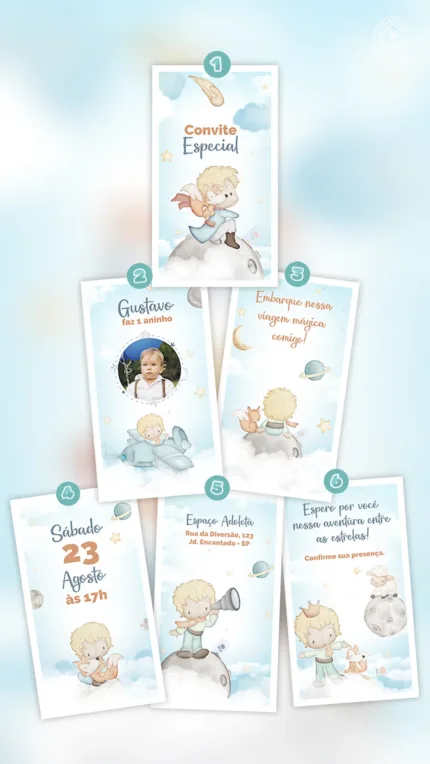 Convite Animado O Pequeno Príncipe entre as Estrelas