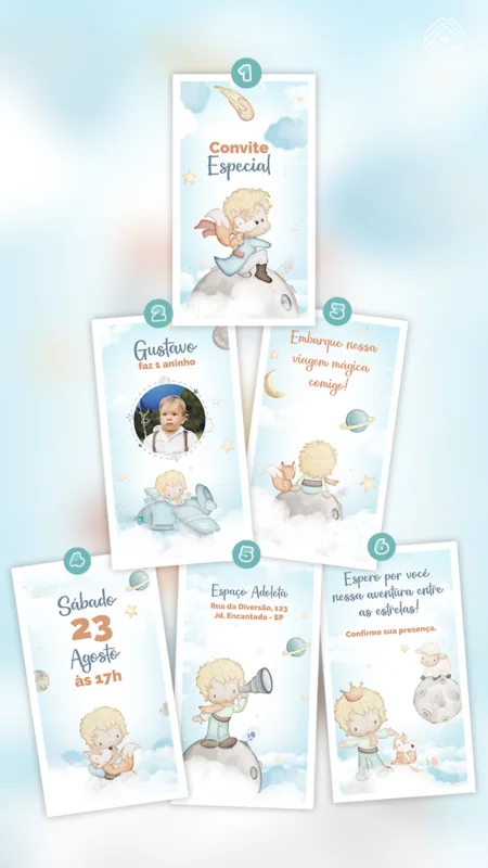 Convite Animado O Pequeno Príncipe entre as Estrelas