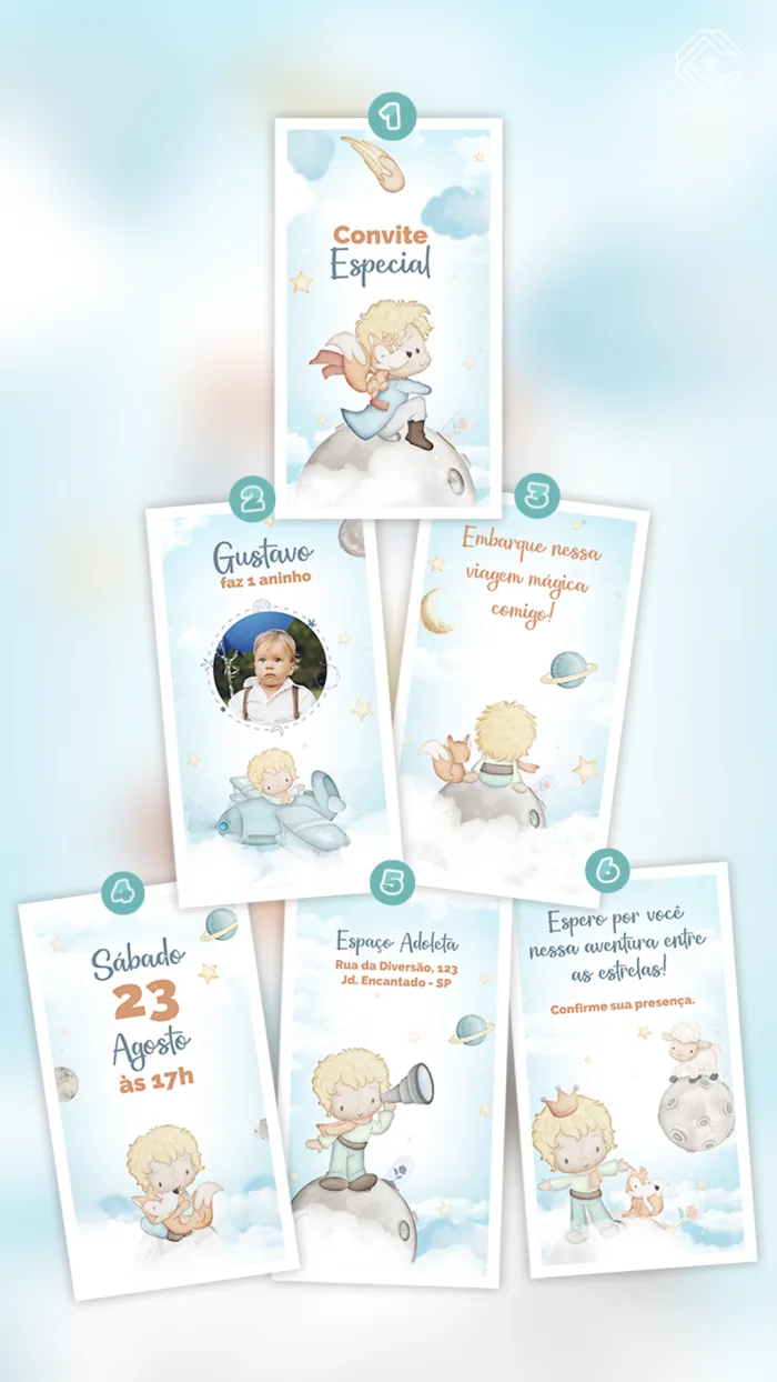 Convite Animado O Pequeno Príncipe entre as Estrelas
