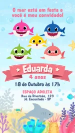 Convite Digital Baby Shark Fundo do Mar