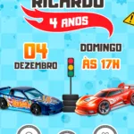 Convite Interativo Hot Wheels Corrida Radical