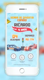 Convite Interativo Hot Wheels Corrida Radical