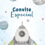 Convite Animado Astronauta Missão na Lua